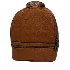 Isabelle Vegan Backpack caramel color zipper closure  Mini backpack cottagecore